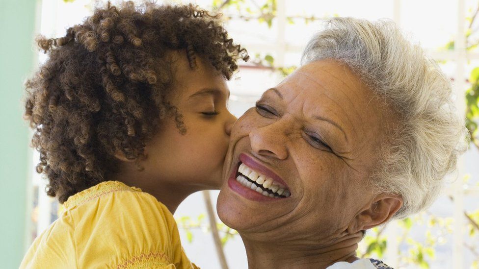 Aged ones exultation. Kiss grandma. Grandma Kiss granddaughter draw.